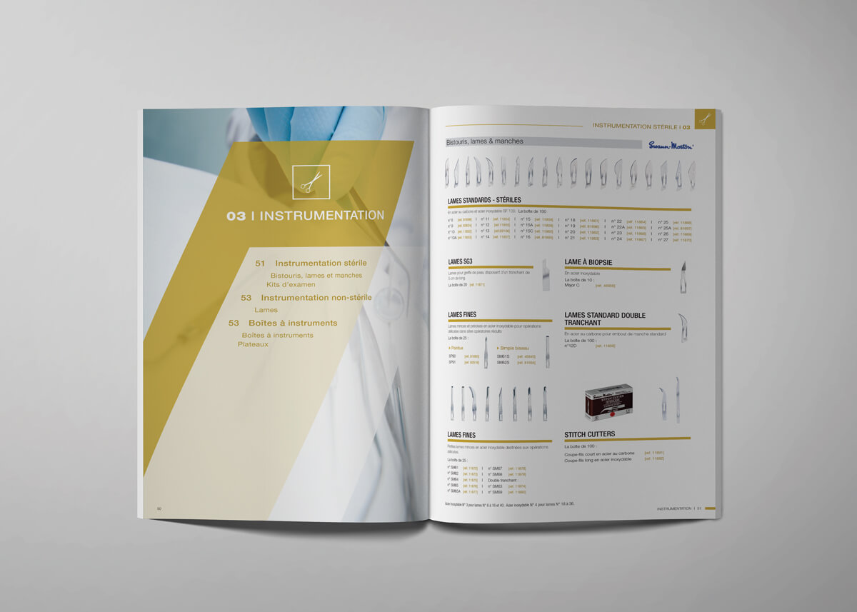 Page de garde "instrumentation" du catalogue dentaire